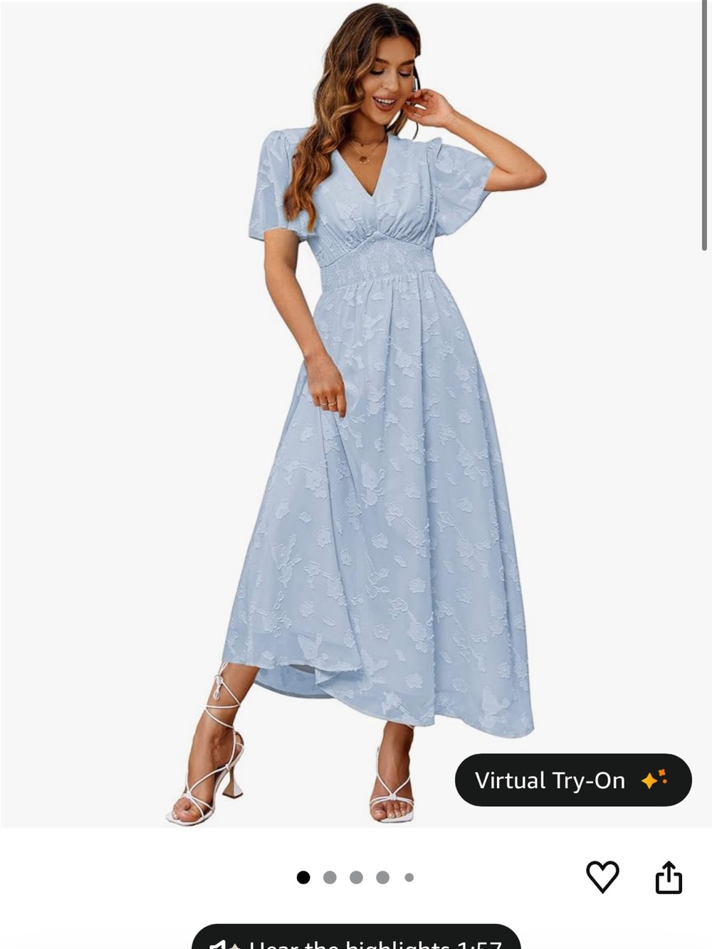 Simplee Apparel Light Blue Floral Lace Maxi Dress- Size Large